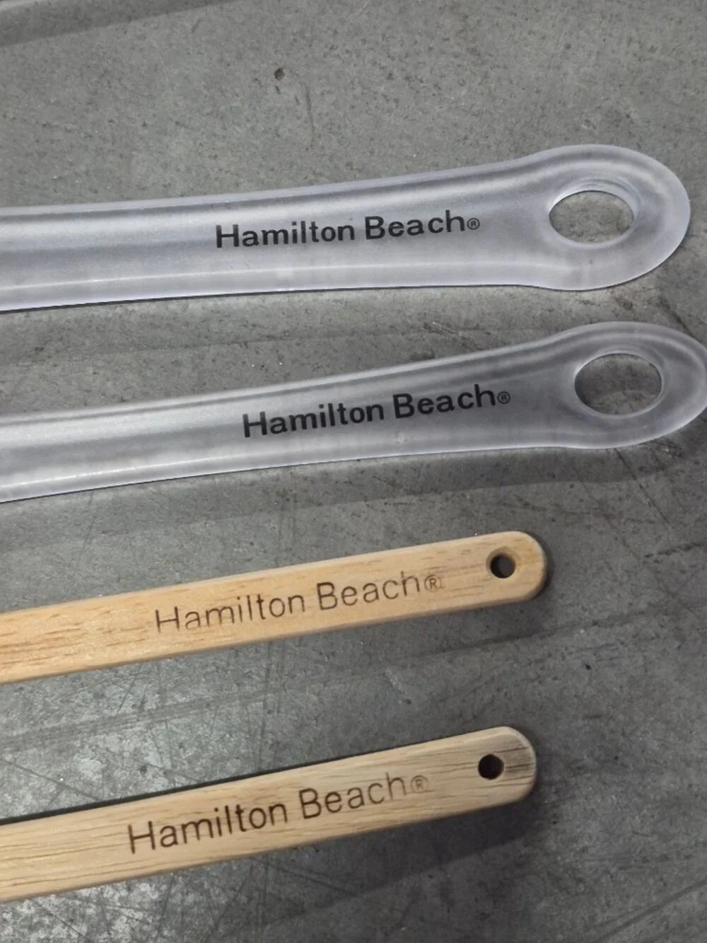 Hamilton Beach Silicone Spatula Set Of 6  Wood Clear Handles Blue Cream Colors